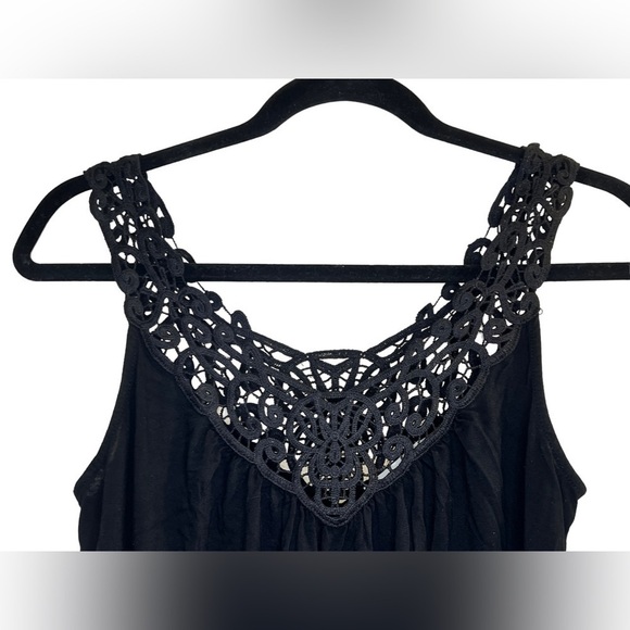 Sale Rickis Women’s Tank Top S Black Embroidered Lace Neckline - Picture 5 of 13